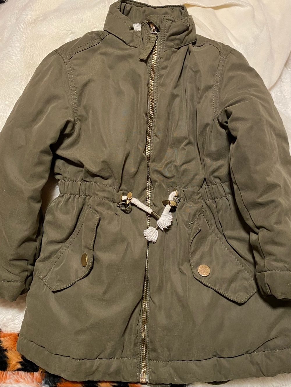 H&M / label of Greater Goods -Olive Green Hooded Kids Parka w/ Drawstring 4T